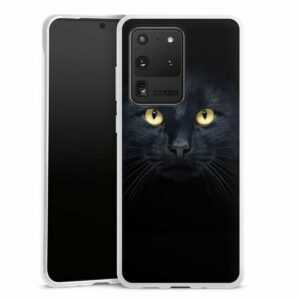 DeinDesign Handyhülle "Katze Auge schwarz Tom Cat", Samsung Galaxy S20 Ultra 5G Silikon Hülle Bumper Case Smartphone Cover