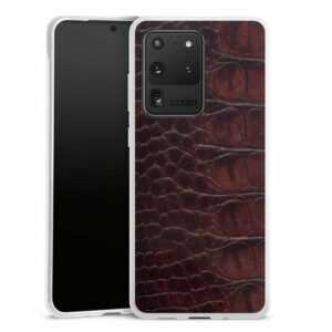 DeinDesign Handyhülle "Krokodil Leder Animalprint Croco dark brown", Samsung Galaxy S20 Ultra 5G Silikon Hülle Bumper Case Smartphone Cover