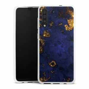 DeinDesign Handyhülle "Marmor Gold Utart Blue and Golden Marble Look", Samsung Galaxy A30s Silikon Hülle Bumper Case Handy Schutzhülle