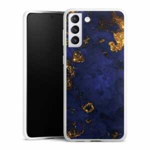 DeinDesign Handyhülle "Marmor Gold Utart Blue and Golden Marble Look", Samsung Galaxy S21 Plus 5G Silikon Hülle Bumper Case Handy Schutzhülle