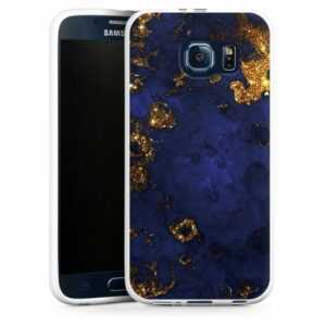 DeinDesign Handyhülle "Marmor Gold Utart Blue and Golden Marble Look", Samsung Galaxy S6 Silikon Hülle Bumper Case Handy Schutzhülle
