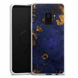 DeinDesign Handyhülle "Marmor Gold Utart Blue and Golden Marble Look", Samsung Galaxy S9 Duos Silikon Hülle Bumper Case Handy Schutzhülle