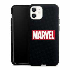 DeinDesign Handyhülle "Marvel Comic Logo Marvel Logo Black Red", Apple iPhone 12 Silikon Hülle Bumper Case Handy Schutzhülle