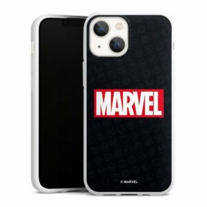 DeinDesign Handyhülle "Marvel Comic Logo Marvel Logo Black Red", Apple iPhone 13 Mini Silikon Hülle Bumper Case Handy Schutzhülle