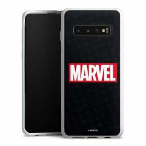 DeinDesign Handyhülle "Marvel Comic Logo Marvel Logo Black Red", Samsung Galaxy S10 Silikon Hülle Bumper Case Handy Schutzhülle