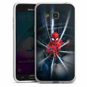DeinDesign Handyhülle "Marvel Spider-Man Kinofilm Spider-Man Webs In Action", Samsung Galaxy J3 Duos (2016) Silikon Hülle Bumper Case