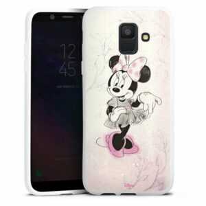 DeinDesign Handyhülle "Minnie Mouse Disney Vintage Minnie Watercolor", Samsung Galaxy A6 (2018) Silikon Hülle Bumper Case Handy Schutzhülle
