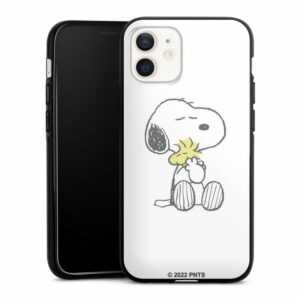 DeinDesign Handyhülle "Peanuts Snoopy Liebe Snoopy And Woodstock Cuddling", Apple iPhone 12 Silikon Hülle Bumper Case Handy Schutzhülle