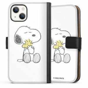 DeinDesign Handyhülle "Peanuts Snoopy Liebe Snoopy And Woodstock Cuddling", Apple iPhone 13 Hülle Handy Flip Case Wallet Cover Handytasche Leder