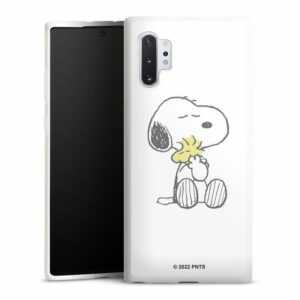 DeinDesign Handyhülle "Peanuts Snoopy Liebe Snoopy And Woodstock Cuddling", Samsung Galaxy Note 10 Plus Silikon Hülle Bumper Case Smartphone Cover