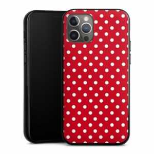 DeinDesign Handyhülle "Punkte Retro Polka Dots Polka Dots - dunkelrot und weiß", Apple iPhone 12 Pro Silikon Hülle Bumper Case Handy Schutzhülle