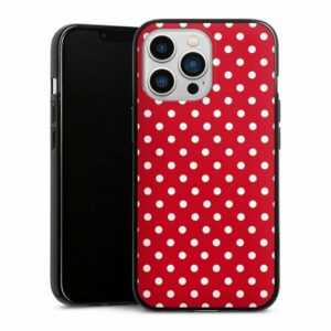 DeinDesign Handyhülle "Punkte Retro Polka Dots Polka Dots - dunkelrot und weiß", Apple iPhone 13 Pro Silikon Hülle Bumper Case Handy Schutzhülle