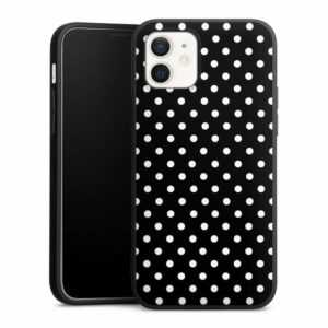 DeinDesign Handyhülle "Punkte Retro Polka Dots Polka Dots - schwarz und weiß", Apple iPhone 12 Silikon Hülle Premium Case Handy Schutzhülle