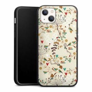 DeinDesign Handyhülle "Retro Vogel Blumen Floral Wilderness", Apple iPhone 13 Silikon Hülle Premium Case Handy Schutzhülle