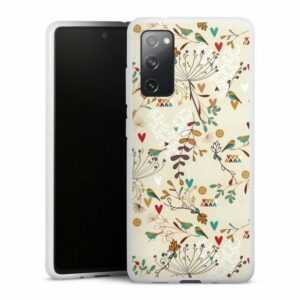 DeinDesign Handyhülle "Retro Vogel Blumen Floral Wilderness", Samsung Galaxy S20 FE 5G Silikon Hülle Bumper Case Handy Schutzhülle