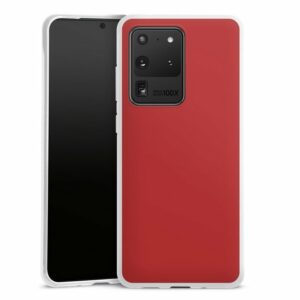 DeinDesign Handyhülle "Rot einfarbig Farbe Karminrot", Samsung Galaxy S20 Ultra 5G Silikon Hülle Bumper Case Smartphone Cover