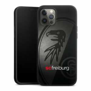 DeinDesign Handyhülle "SC Freiburg Offizielles Lizenzprodukt Metallic Look", Apple iPhone 12 Pro Max Silikon Hülle Premium Case Handy Schutzhülle
