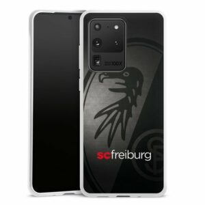 DeinDesign Handyhülle "SC Freiburg Offizielles Lizenzprodukt Metallic Look", Samsung Galaxy S20 Ultra 5G Silikon Hülle Bumper Case Smartphone Cover