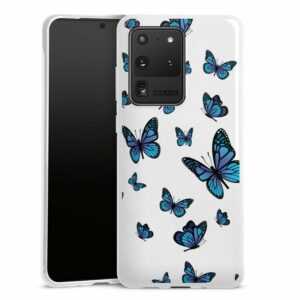 DeinDesign Handyhülle "Schmetterling Muster transparent Butterfly Pattern Transparent", Samsung Galaxy S20 Ultra 5G Silikon Hülle Bumper Case Smartphone Cover
