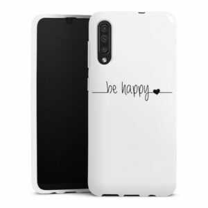 DeinDesign Handyhülle "Statement Glück Motiv ohne Hintergrund be happy transparent", Samsung Galaxy A30s Silikon Hülle Bumper Case Handy Schutzhülle