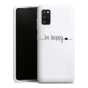 DeinDesign Handyhülle "Statement Glück Motiv ohne Hintergrund be happy transparent", Samsung Galaxy A41 Silikon Hülle Bumper Case Handy Schutzhülle