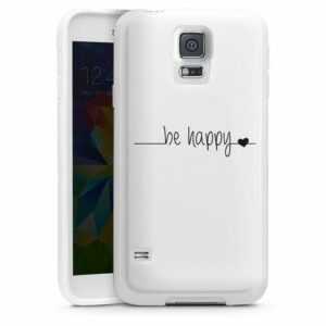 DeinDesign Handyhülle "Statement Glück Motiv ohne Hintergrund be happy transparent", Samsung Galaxy S5 Silikon Hülle Bumper Case Handy Schutzhülle