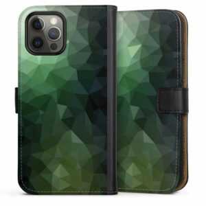 DeinDesign Handyhülle "Tarnmuster Mosaik Geometric Polygonal Mosaic Green", Apple iPhone 12 Pro Hülle Handy Flip Case Wallet Cover