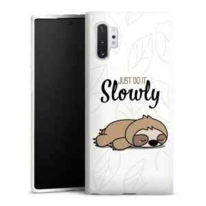 DeinDesign Handyhülle "Tiere Faultier lazy sunday Just Do It Slowly Sloth", Samsung Galaxy Note 10 Plus Silikon Hülle Bumper Case Smartphone Cover