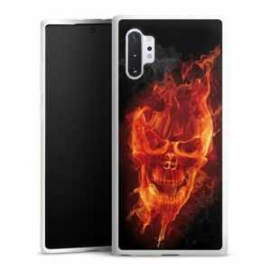 DeinDesign Handyhülle "Totenkopf Feuer Schädel Burning Skull", Samsung Galaxy Note 10 Plus Silikon Hülle Bumper Case Smartphone Cover