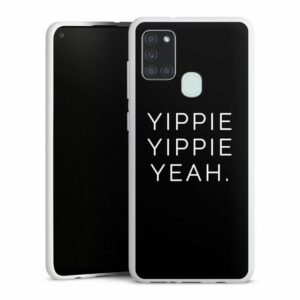 DeinDesign Handyhülle "Yippie Yippie Yeah Black", Samsung Galaxy A21s Silikon Hülle Bumper Case Handy Schutzhülle