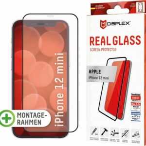 Displex "DISPLEX Real Glass Panzerglas für Apple iPhone 12 mini (5,4), 10H Tempered Glass, mit Montagerahmen, Full Cover" für Apple iPhone 12 Mini, Displayschutzglas