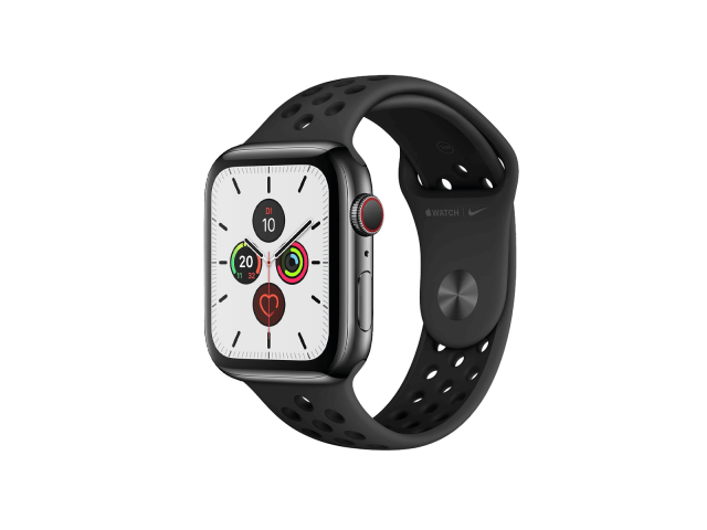 Apple Apple Watch Series 5 | 44mm | Stainless Steel Schwarz | Schwarzes Nike Sportarmband | GPS | WiFi + 4G