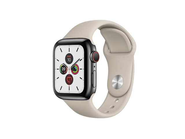 Apple Apple Watch Serie 5 | 40mm | Stainless Steel Schwarz | Stone Sportarmband | GPS | WiFi + 4G