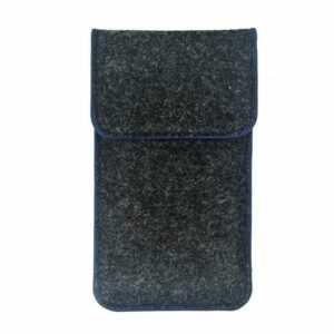 K-S-Trade Handyhülle, Handy-Hülle Schutz-Hülle kompatibel mit Apple iPhone 13 Pro Max Filztasche Pouch Tasche Case Sleeve Filzhülle dunkelgrau, blauer Rand