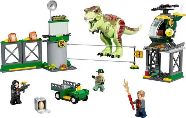 LEGO® Spielbausteine T. Rex Ausbruch (76944), LEGO® Jurassic World, (Klemmbausteine, ab 4 Jahren), 3 Minifiguren und ein T-Rex