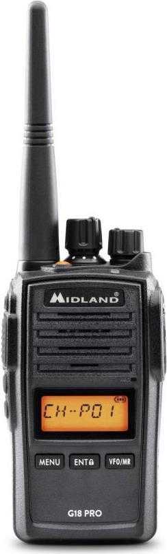 Midland G18 Pro Funksprechgerät 99 Kanäle 446.00625 – 446.19375 MHz Schwarz (C1145.02)
