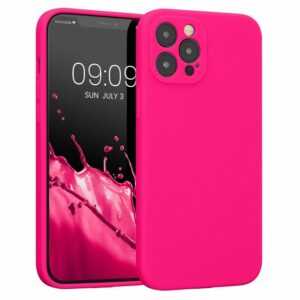 kwmobile Handyhülle, Hülle kompatibel mit Apple iPhone 12 Pro Max - Hülle Silikon gummiert - Handyhülle - Handy Case in Neon Pink