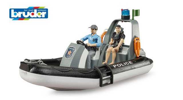 Bruder® Spielzeug-Boot Bruder 62733 bworld Polizei Schlauchboot und Zubehör 1:16, (1-tlg)