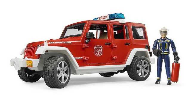 Bruder® Spielzeug-Feuerwehr Bruder Jeep Wrangler Feuerwehrfahrzeug mit Feuerwehrmann 02528