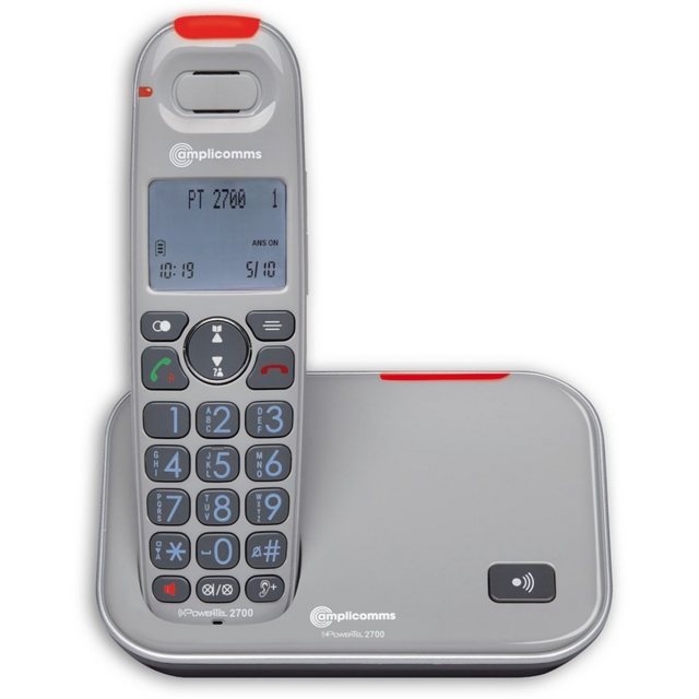 Amplicomms PowerTel 2700 – Telefon – grau Schnurloses DECT-Telefon