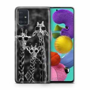 König Design Handyhülle, Schutzhülle für Samsung Galaxy A80 Motiv Handy Hülle Silikon Tasche Case Cover 3 Giraffen