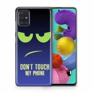 König Design Handyhülle, Schutzhülle für Samsung Galaxy J3 (2017) Motiv Handy Hülle Silikon Tasche Case Cover Dont Touch My Phone Grün Blau