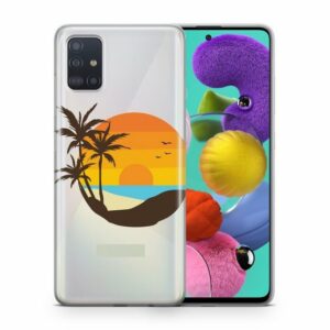König Design Handyhülle, Schutzhülle für Samsung Galaxy J4 Plus Motiv Handy Hülle Silikon Tasche Case Cover Sonnenuntergang Retro