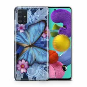 König Design Handyhülle, Schutzhülle für Samsung Galaxy J7 (2017) Motiv Handy Hülle Silikon Tasche Case Cover Schmetterling Blau