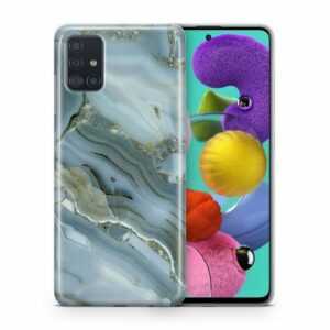 König Design Handyhülle, Schutzhülle für Samsung Galaxy S10 Plus Motiv Handy Hülle Silikon Tasche Case Cover Marmor Blau