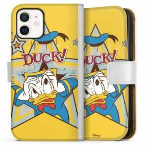 DeinDesign Handyhülle "Donald Duck Disney Offizielles Lizenzprodukt DUCK!", Apple iPhone 12 Hülle Handy Flip Case Wallet Cover Handytasche Leder