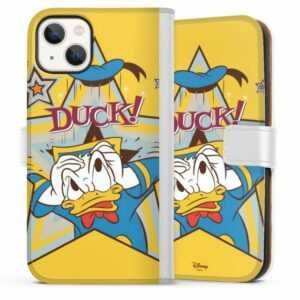DeinDesign Handyhülle "Donald Duck Disney Offizielles Lizenzprodukt DUCK!", Apple iPhone 13 Hülle Handy Flip Case Wallet Cover Handytasche Leder