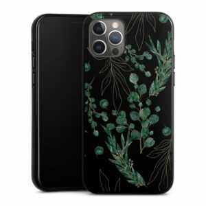 DeinDesign Handyhülle "Eukalyptus Blätter Natur Eukalyptusblätter Black", Apple iPhone 12 Pro Silikon Hülle Bumper Case Handy Schutzhülle