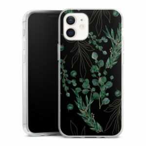 DeinDesign Handyhülle "Eukalyptus Blätter Natur Eukalyptusblätter Black", Apple iPhone 12 Silikon Hülle Bumper Case Handy Schutzhülle