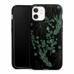 DeinDesign Handyhülle "Eukalyptus Blätter Natur Eukalyptusblätter Black", Apple iPhone 12 mini Silikon Hülle Bumper Case Handy Schutzhülle
